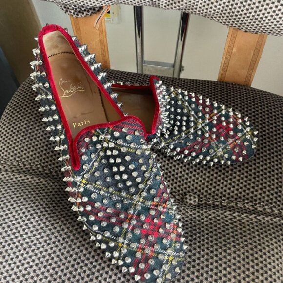 Louboutin Mens Plaid Loafers Sz 44 - Picture 2 of 3